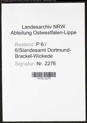 Heiratsregister Standesamt Dortmund-Brackel-Wickede(XVII)