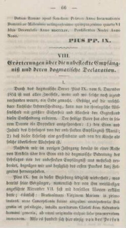 66-70 Erörterungen über die unbefleckte Empfängnis und deren dogmatische Declaration