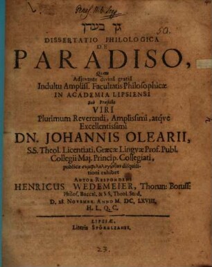 Diss. philol. de paradiso