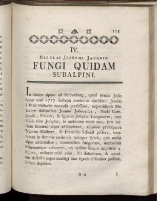 IV. Nicolai Josephi Jacquin Fungi Quidam Subalpini.