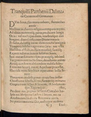 Tranquilli Parthenii Dalmatae Carmen ad Germanos.