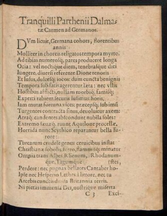 Tranquilli Parthenii Dalmatae Carmen ad Germanos.