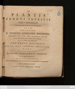 Ps. 1, Generalis: De Plantis Segeti Infestis