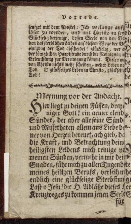 Meynung vor der Andacht.