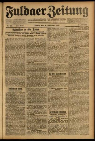 Erste Ausgabe vom Montag, den 18. September 1916.