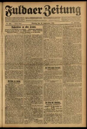 Erste Ausgabe vom Montag, den 18. September 1916.