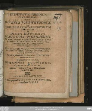 Disputatio Iuridica Inauguralis, Exhibens Diversa Themata