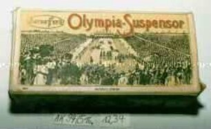 Pappschachtel für ? "Teufels OLYMPIA-SUSPENSOR" (Abbildung verschiedener Sportarten)
