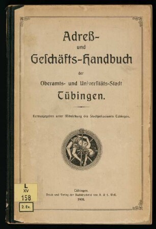 Amtliches Adreßbuch von Stadt und Bezirk Tübingen