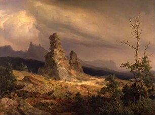 Teufelsmauer mit heranziehendem Gewitter
