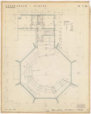 Vaterunser-Kirche Detmolderstraße/Blissestraße, Berlin-Wilmersdorf: Grundriss Emporengeschoss 1:50