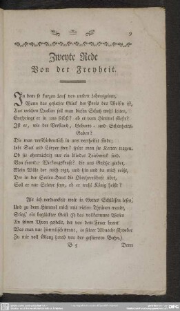 Zweyte Rede. Von der Freyheit