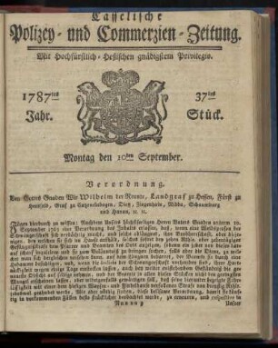 37tes Stueck, Montag den 10ten September. 1787