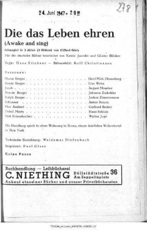 Die das Leben ehren (Awake and sing)