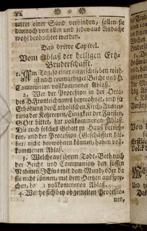 Das dritte Capitel. Vom Ablaß der heiligen Ertz-Bruderschafft.