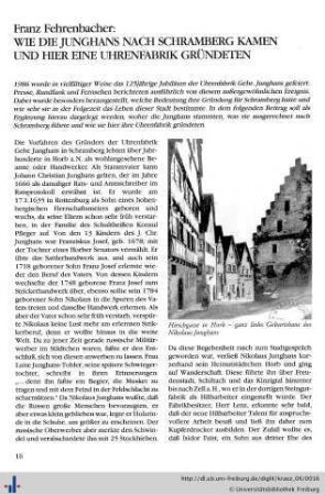 Wie die Junghans nach Schramberg kamen und hier eine Uhrenfabrik gründeten.