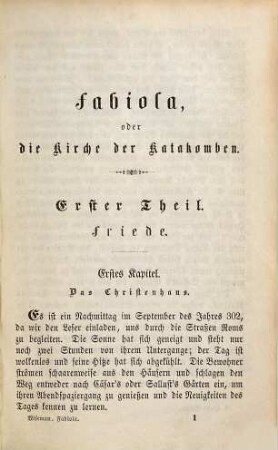 Fabiola, oder die Kirche der Katakomben