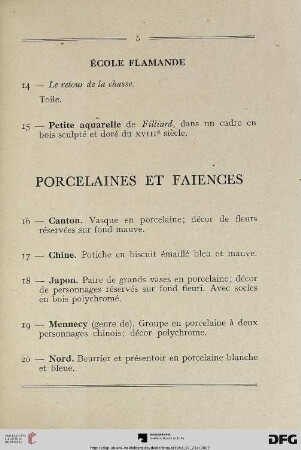 Porcelaines et faiences (Nr. 16-36)