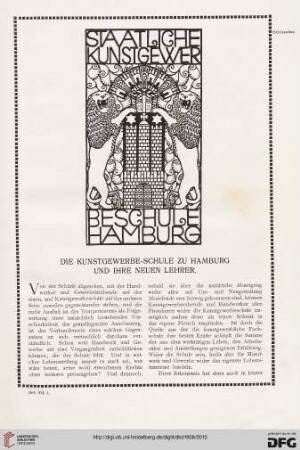 Die Kunstgewerbe-Schule zu Hamburg und ihre neuen Lehrer