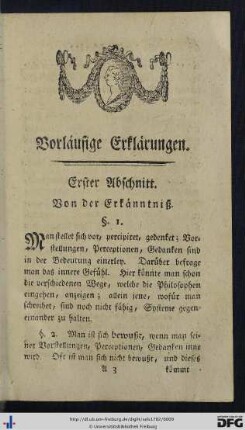 Vorläufige Erklärungen.