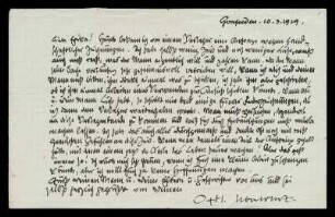 Brief von Otto Ubbelohde an Erika Metz