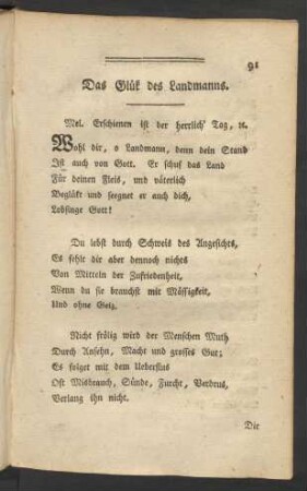 Das Glük des Landmanns.