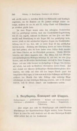 2. Verpflegung, Transport und Etappen