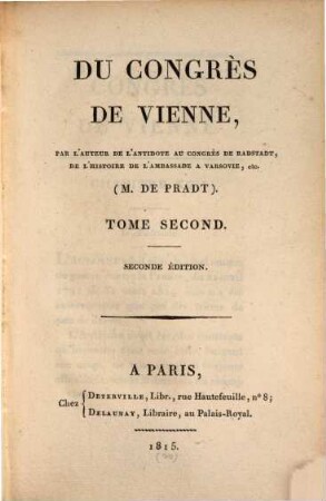 Du congrès de Vienne, 2
