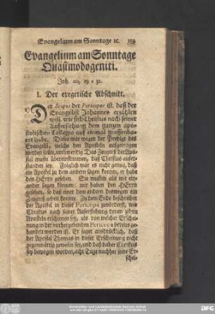 Evangelium am Sonntage Quasimodogeniti. Joh. 20, 19 - 31.