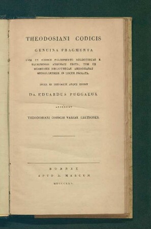 Theodosiani codicis genuina fragmenta
