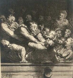 Im Theater (Disput auf der Galerie) : Im Theater (Disput auf der Galerie). Lithografie (vor 1879; H. Daumier)