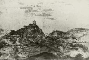 Landschaft mit Burg und Dorf