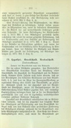 IX. Hypothek. Grundschuld. Rentenschuld