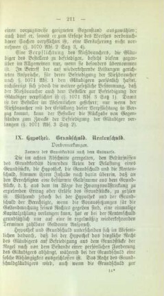 IX. Hypothek. Grundschuld. Rentenschuld