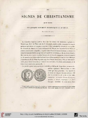 Des signes de christianisme qu'on trouve sur quelques monuments numismatiques du IIIe siècle
