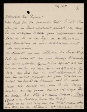 Nr. 2 Brief von Ada Adler an Ulrich von Wilamowitz-Moellendorff. Ohne Ort, 19.6.1917