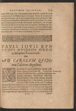 Pauli Iovii Episcopi Nucerini Ordo ac disciplina Turcicae militiae Ad Carolum Quintum Caesarem Augustum.