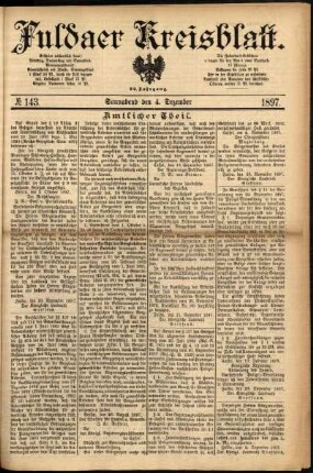 Erste Ausgabe vom Samstag, den 04. Dezember 1897.