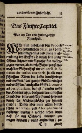 Das fünffte Capittel. Von der Cur und Heilung dieser Kranckheit