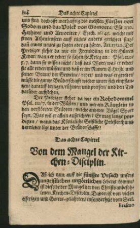 Das achte Capittel. Von dem Mangel der Kirchen-Disciplin.