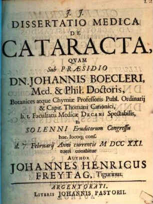 Diss. med. de cataracta