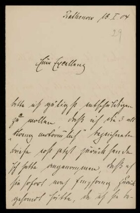 Brief von Walter Miquel an Gottlieb Planck, Rathenow, 18.1.1904