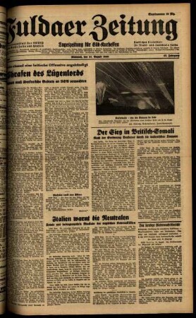 Ausgabe vom Mittwoch, den 21. August 1940.
