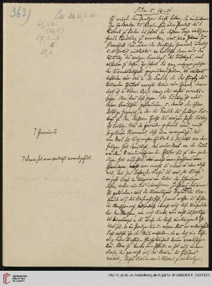 Heid. Hs. 3895 II B - 5,363: Nachlass Heinrich Bassermann, Sonn- und Feiertagspredigten: Predigt zu Röm 5,18-21 (Unsre christliche Adventsfreude)