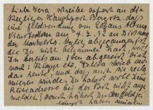 Postkarte von Elfriede Hausmann an Vera Hausmann. Jershöft