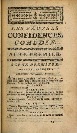 Les fausses confidences : Comédie en 3 actes et en prose