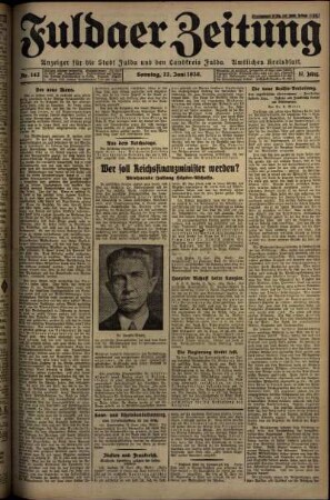 Erste Ausgabe vom Sonntag, den 22. Juni 1930.