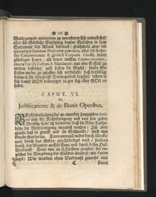 Caput VI. De Iustificatione & de bonis Operibus.