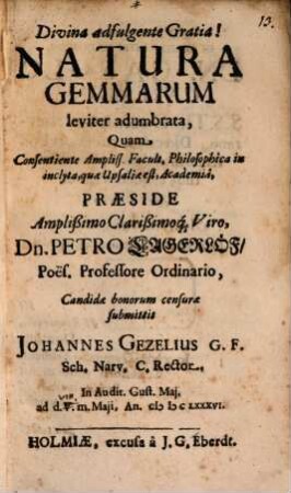 Natura gemmarum breviter adumbrata