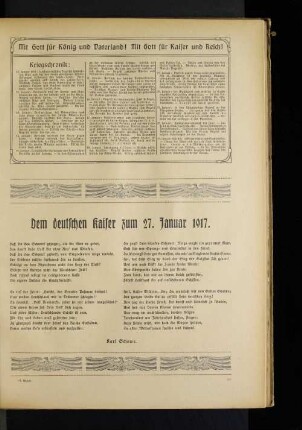 Gedicht: Dem deutschen Kaiser zum 27. Januar 1917.